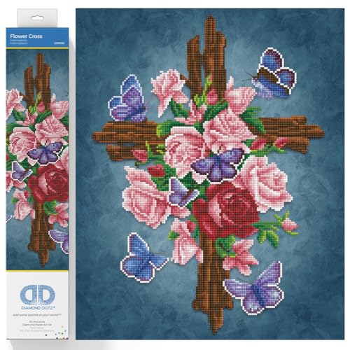 DIAMOND DOTZ Flower Cross Diamond Painting Kits for Adults - Diamond Art Kits a Relaxing Creative Craft Kit with Dotz Gems 16x20