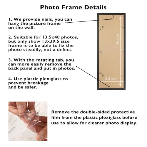 Image of JCJMY 13.5x40 Picture Frame Black for Poster Photo Panoramic Picture, Horizontal and Vertical Formats for Wall Hanging, 13.5 x 40 inch Wall Gallery Photo Frame for 13.5 by 40 Photos Posters,Black