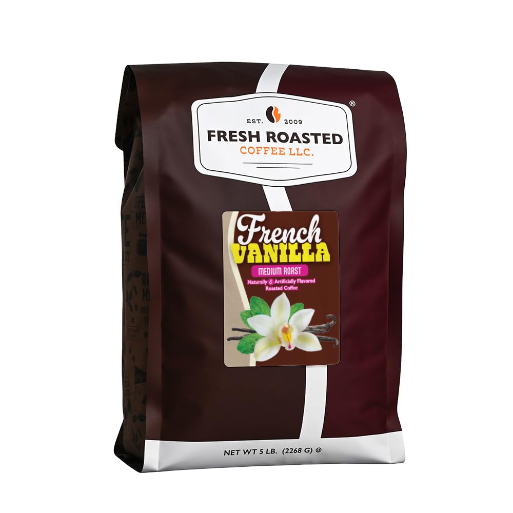 French Vanilla Flavored Coffee, 5 lb (80 oz), Medium Roast, Kosher, Whole Bean