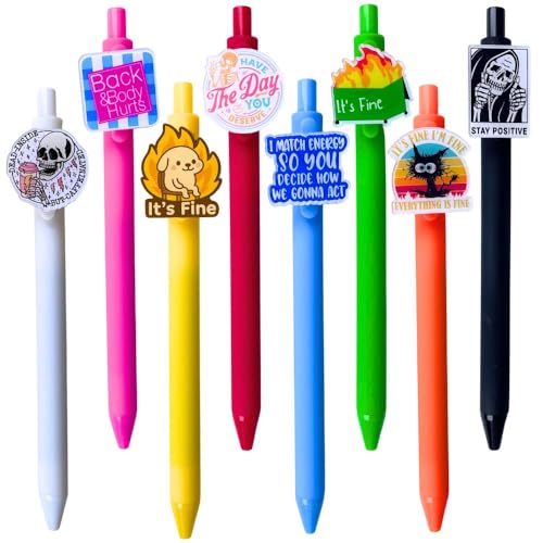 8 PC Funny Pens with Sayings | Cute Sarcastic Snarky Demotivational Offensive Swear Word Motivational Meme Pen for Teachers Nurse Nurses Women Adults Office Work Coworker Stationary Gifts Set