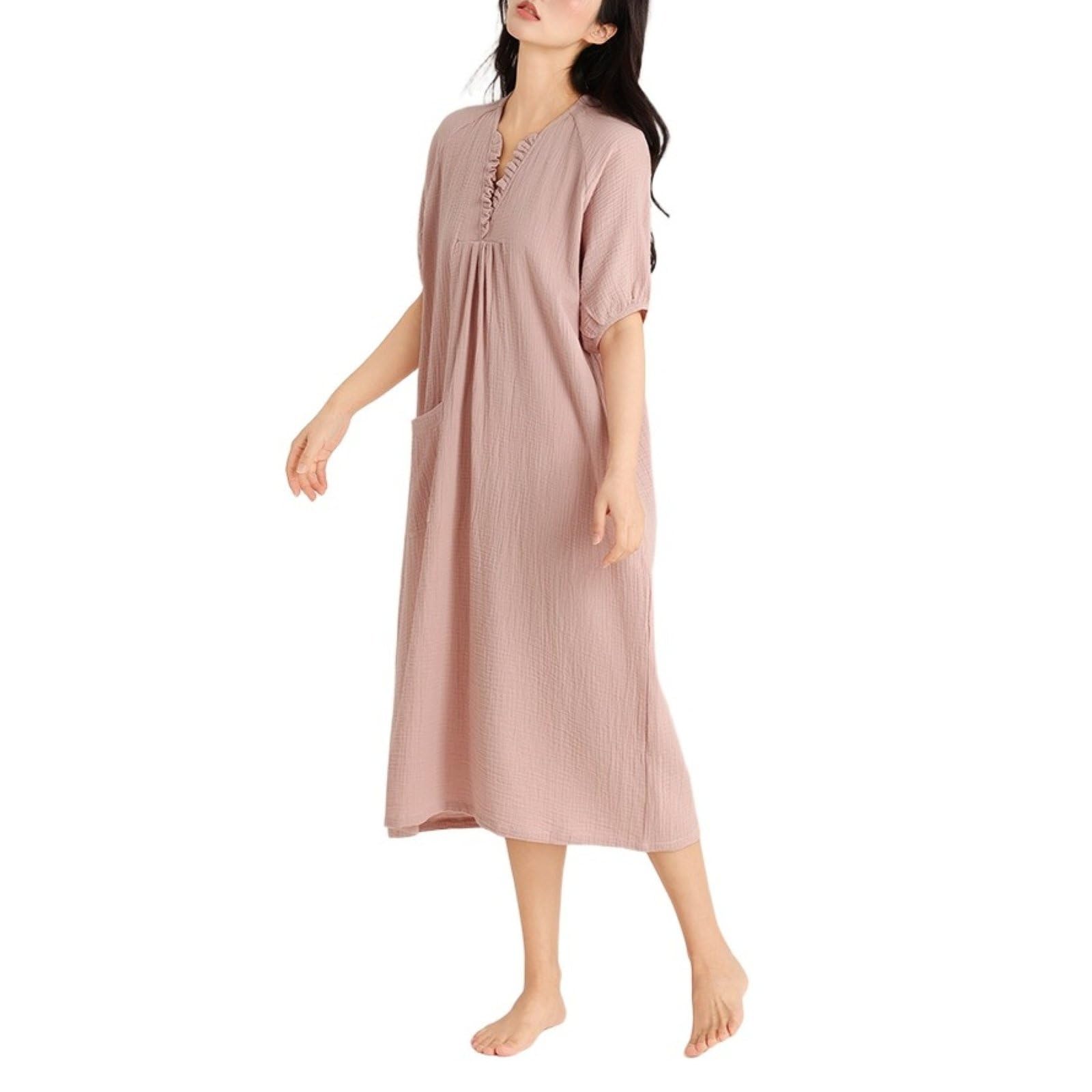 Vestito Estivo Casual Da Donna Boho A Manica Larga Con Volant Scollo A V E Tasche Adatto Per Spiaggia E Vacanza
