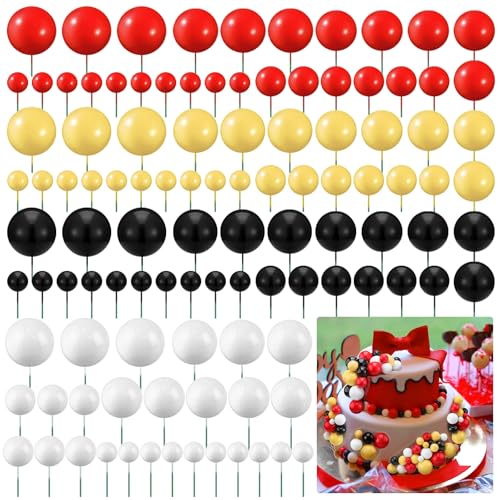 Tondiamo 108 Pcs Ball Cake Toppers, 5 Sizes for Cake Decorating, 35, A