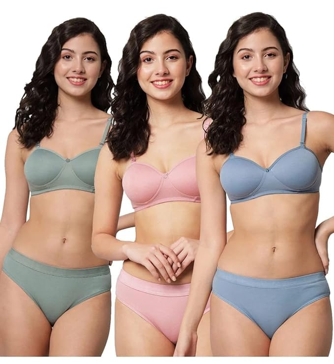 Lunavibe Women’s Stylish Padded Bra Panty Set | Multicolor Lingerie Pack | Soft & Stretchable Cotton Fabric | Elegant, Trendy & Comfortable Innerwear Combo-picture-36