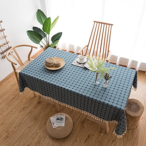 Nappe rectangulaire brodée infroissable en coton lin lavable - 4