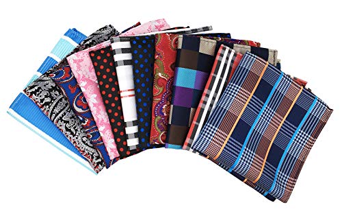 MENDENG Mens Assorted Cotton Polka Dots Pocket Square Handkerchief Set of 11