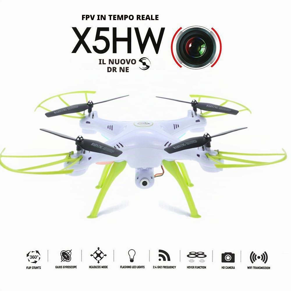 Syma X5HW Quadricottero Radiocomandato, WiFi FPV Trasmissione Live, 0.3 MP, Fotocamera HD, Funzione 360 ° Eversion CF Modalità Hover