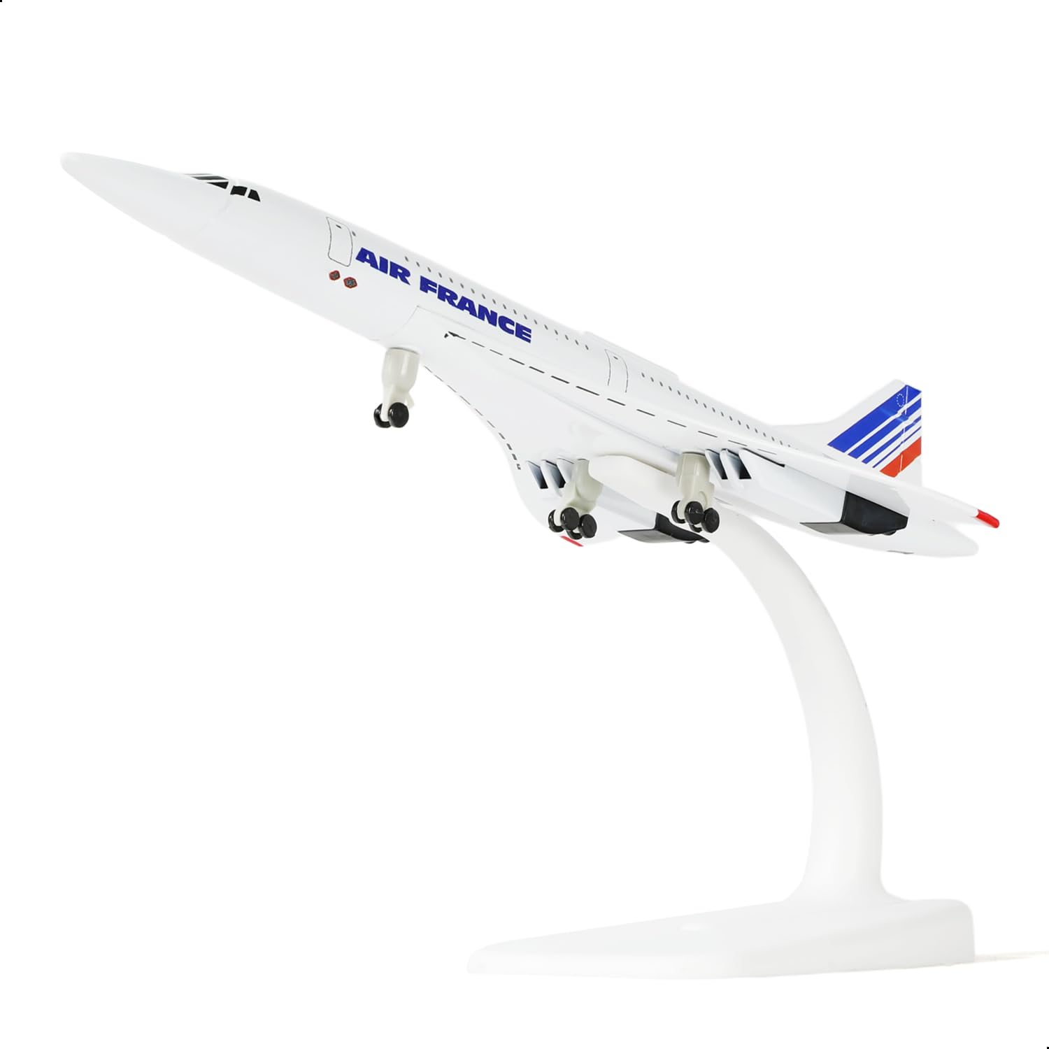 QIYUMOKE 1/300 Scale Concorde for Air France Diecast Metal Airplane Model Kit with Stand Concorde Model Plane for Creative Desktop Decorations or Aircraft Gifts(7.9-Inch L) - Image 3