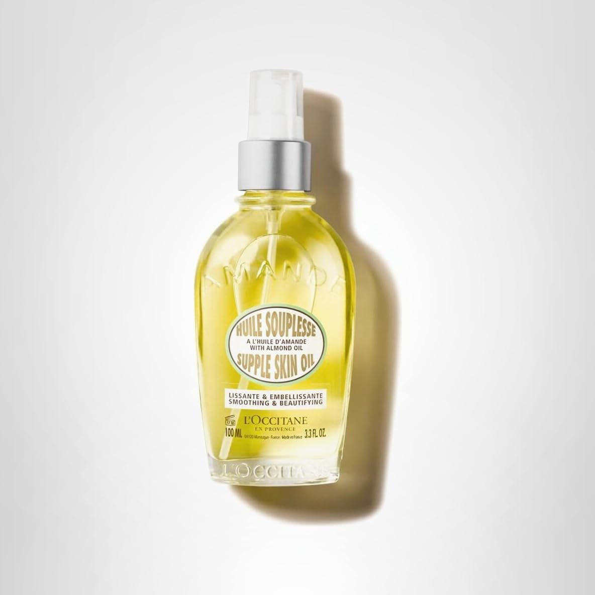 L'Occitane Almond Body Oil, Moisturizes, Nourishes, Hydrates, Softens Dry Skin, Absorbs Fast, Lightweight, Non-Greasy, Luxurious Post-Shower Skincare