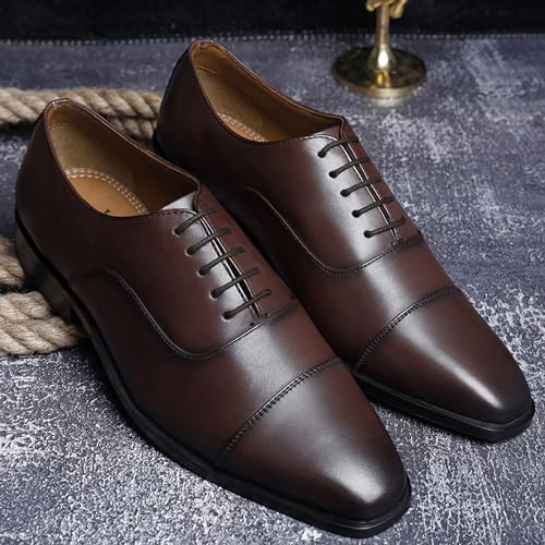 Image of LOUIS STITCH Formal Shoes for Men- Handcrafted Oxford Casuals Shoe | Italian Leather | Lace-Up Style | Ideal for Business, Formal Brunette Brown | UK Size 7 (EUOX)