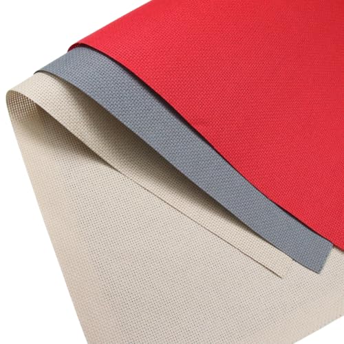 Image of KCS 3 pc of 15 inch x 18 inch(38cmx45cm) 16 Count Cross Stitch Cotton Aida Cloth Needlework Rolled Fabric Box,16CT,Red+Khaki+Dark Grey