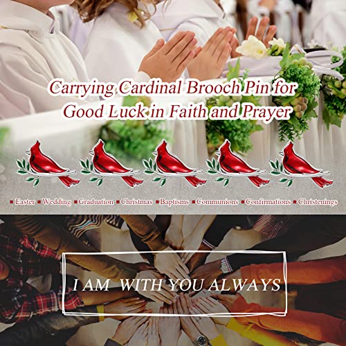 Image of Jexine Memorial Cardinal Sign Pins Set Funeral Pocket Token Guardian Gifts Pocket Oil Dropped Religious Funeral Favors Celebration of Life Memorial Sympathy Gifts Cardinal Charms for Women Man