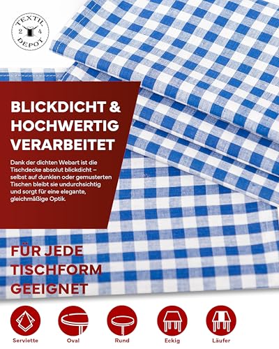 texpot Landhaus Tischdecke 110 x 170 cm blau-weiß kariert 100% Baumwolle – Ansicht 6