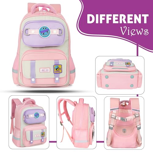 Image of Storite School Bag for Kids Girls 14L| Skateboard Theme Backpack for Boys & Girls |Lightweight Durable Backpack with Cartoon Patches |Casual Travel Bag for Class 5-8 Students