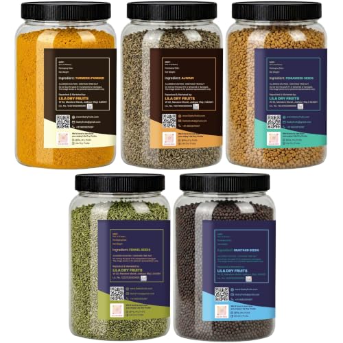 Image of LILA DRY FRUITS Indian Pickle Kit Spices Masala Combo | Rai, Methi Dana, Saunf, Haldi & Ajwain 100 Gms Each