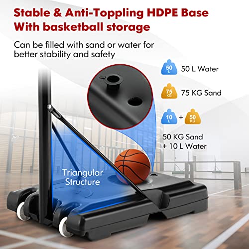 COSTWAY 10FT Basketball Backboard Hoop Net Set, 1.35M-3.05M Height Adjustable Basketball Stand with Wheels, for Kids, Junior and Adults (Red+White+Blue Net) COSTWAY 10FT Basketball Backboard Hoop Net Set, 1.35M-3.05M Height Adjustable Basketball Stand with Wheels, for Kids, Junior and Adults (Red+White+Blue Net)