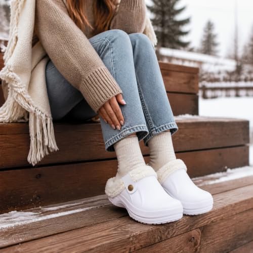 Image of Beslip Fur Lined Clogs for Women & Men Fuzzy Slippers with Memory Foam
