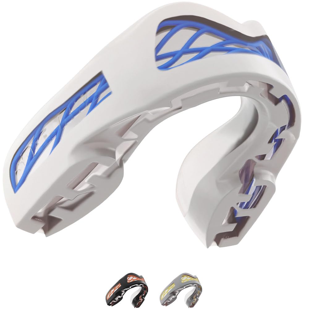 SAFEJAWZ Nitro Paradenti Sportivo Adulti e Bambini Contatto Completo per Tutti Gli Sport, tra Cui Rugby, MMA, Hockey, Judo Arti Marziali e Boxe (Bianco)