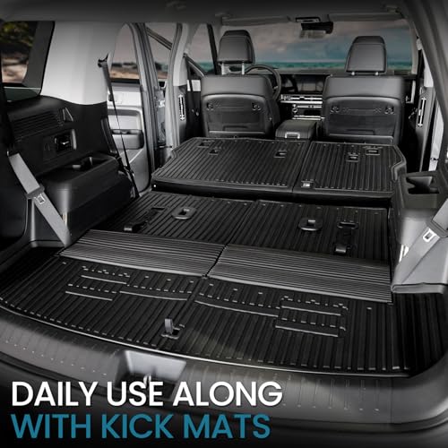 Image of Cargo Mat with Backrest Mats for 2024 2025 2026 Hyundai Santa Fe Car Mat Accessories, All Weather TPE Protector Cargo Liner Trunk Mat(Cargo Mat with Backrest Mats)