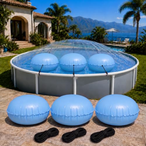 2 Pcs Pool Pillows for Above Ground Pools Cover Balloon Winterizing 4 x 4 ft Inflatable Air Pillow Float with Ropes PVC Ice Equalizer Closing Winter Swimming Ball Accessories