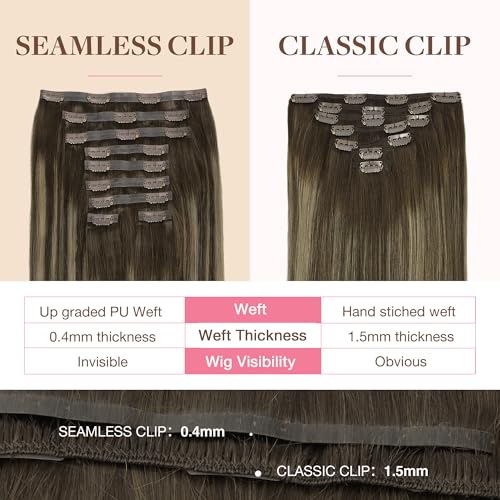 Image of GOO GOO Seamless Clip in Hair Extensions Real Human Hair Remy Extensions