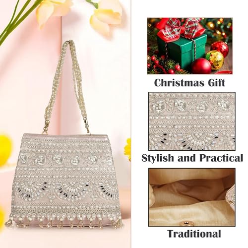 Image of Nevis Stylish Embroidery Unique Desing Traditional Wedding Party Handheld Portli Bag For Women