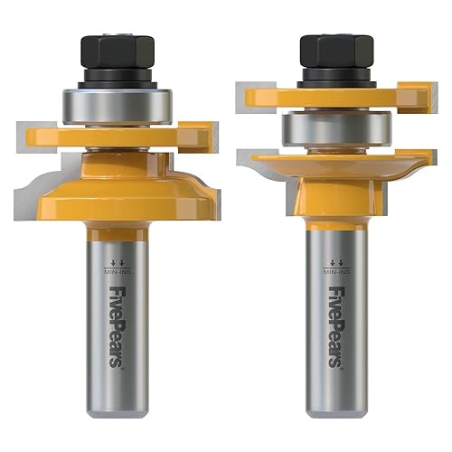 Fivepears Ogee - Juego de brocas para riel y enrutador de estilete con vástago de 12 pulgada, profundidad de corte de 38 pulgadas, hasta 1 pulgada,