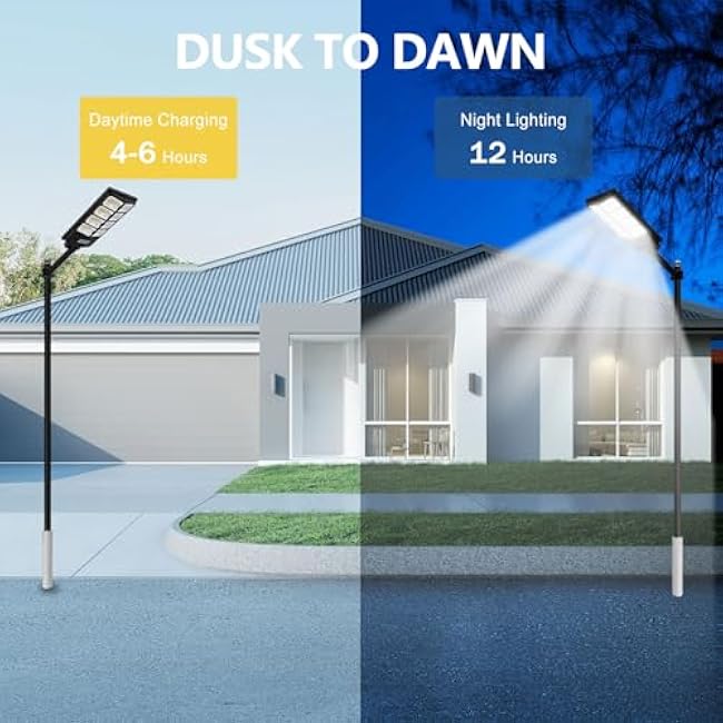 Viruhaka Solar Outdoor Lights,448LEDs Street Lights with 20000LM Hight Brightness, IP66 Waterproof Security Flood Light, Dusk to Dawn Solar Street Lights,for Exterior Wall, Patio, Yard, Deck, Garden