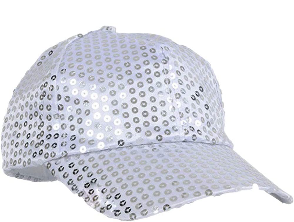Sowest Men's Silver Sequin Baseball Cap In – Adjustable Glitter Bling Party Hat For & Wo | Stag & Hen Nights Shiny Sequins Sun Hats For 70S Disco | Hip Hop Fashion Fancy Dress Accessory