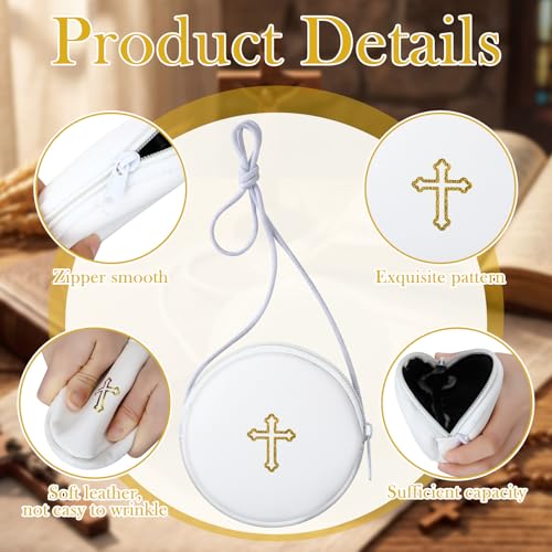 Image of Leather Communion Burse for Pyx, Catholic Pyx Case with Strap for Communion Host Priests Deacons Gifts