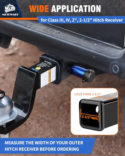 METOWARE Trailer Hitch Lock, Tailer Receiver Lock Fits Class III/IV, 2\", 2-1/2\" Hitch Receiver with 5/8\" Dia Pin and 8 Rattle Rubber O-Rings, for Trailer, Truck, Car, Boat (Blue)