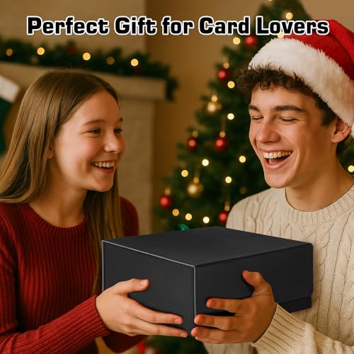 EPUMP Sammelkarten Aufbewahrungsbox für 1800+ Karten - Magnetische Sammelkarten Box - Trading Card Box mit Würfelbox - PU Leder Kartenbox mit 8 Kartenteiler und 5 Schaumstopfen(Grau Kartenbox)