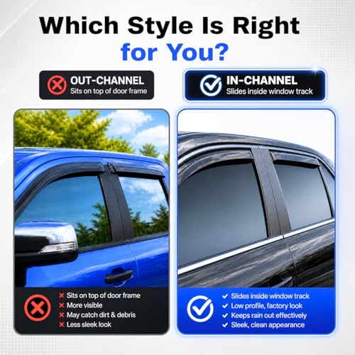 Image of IG Window Visors Fit for 1992-2006 Ford E150 E250 E350 E450 E550 Super Duty, in-Channel Rain Guards Vent Wind Deflectors 2PC, Truck Accessories for 1992-2006 Ford Econoline Vans