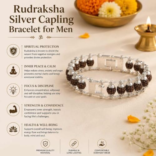 Image of Natural Rudraksha Beaded Bracelet for Men & Women | Spiritual Prosperity & Positive Energy Accessory