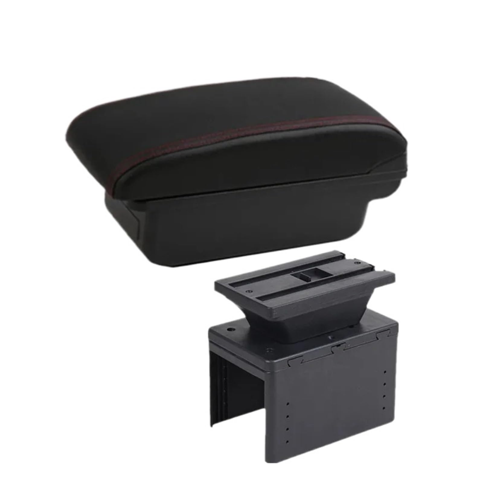 GBGWRMRYX Center Armrest Box Car Armrest Box Universal Model Storage Retrofit Parts Increase Relieve Fatigue Accessories Arm Rest(A Black red NO USB)