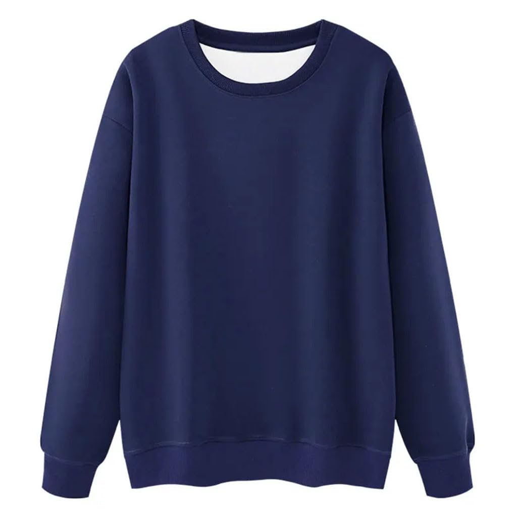 Luźna para styl okrągły dekolt bluza z długim rękawem jednolity kolor para topy podstawowe streetwear