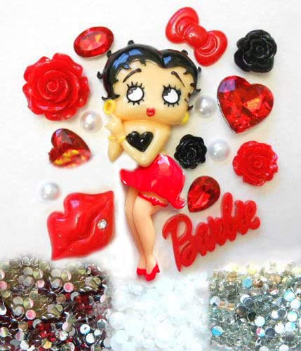 lovekitty -Z357- DIY 3D Betty Bling Bling Cell Phone Case Resin Flat Back Kawaii Cabochons Deco Kit/Set