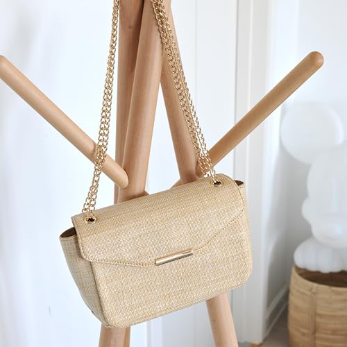 Straw Cross body Bag for Women Raffia Flap Chain Shoulder Handbag Small Satchel3