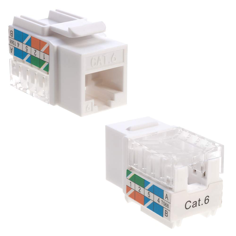 SATMAXIMUM Cat6 RJ45 Keystone Jack Punch-Down Network 45 Degree White (20)