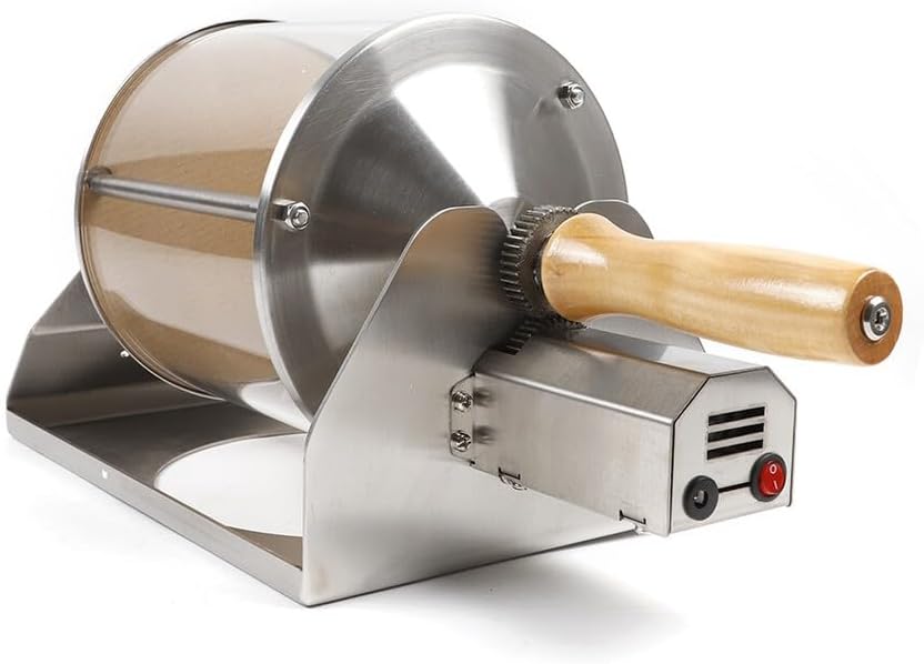 Gas Coffee Bean Roaster KAKA-G400 with Wood Handle, 1 Pound Roasting Machine, Gas Burner with 110V DC Motor, Stainless Steel Coffee Roaster for Home, Coffee Shop, Restaurant, Hotel