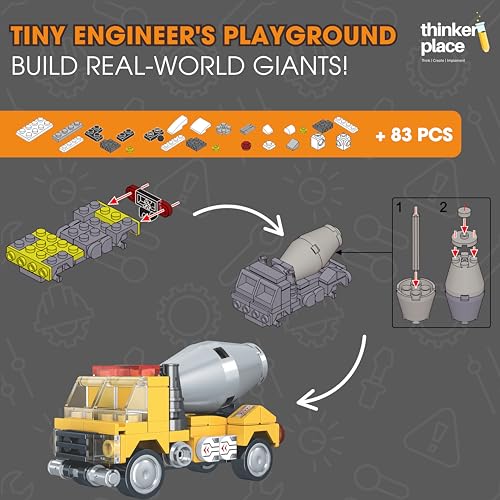 Image of STEM Construction Vehicle Building Blocks Set (83 Pcs) | DIY Cement Truck Toy for Kids 7+ Years (Boys & Girls) | Educational Engineering Toy | Creativity & Problem Solving