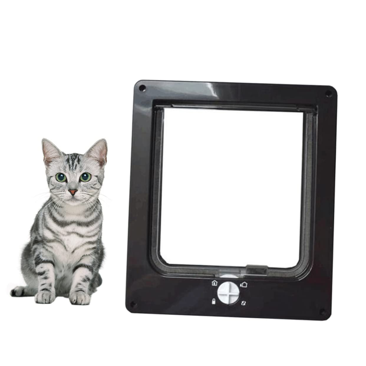 Chatière Rotative pour Chat, Contrôle D'entrée et Sortie, Abs Noir