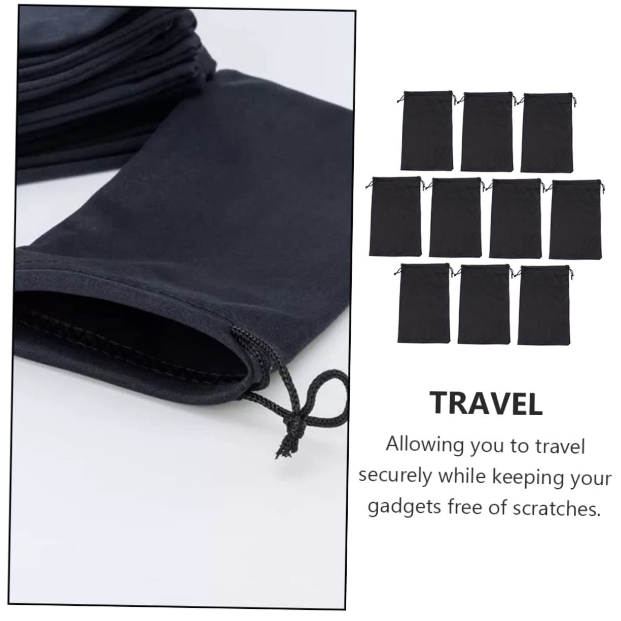 Toyvian 3 Sätze Aufbewahrungstasche Für Brillen Goggle Brille Kordelstring -tasche Sonnenbrillenetui Weiche Sonnenbrillentasche Schneebrille Skibrille Beutel Schwarz Flanell 25 Stück * 3