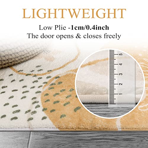 Lahome Boho Washable Kitchen Rug - 2x3 Small Non-Slip Entry Rugs for Inside House Soft Throw Area Rugs for Bedroom Botanical Print Floor Doormat Carpet for Bathroom Entryway Laundry Room Kids Room