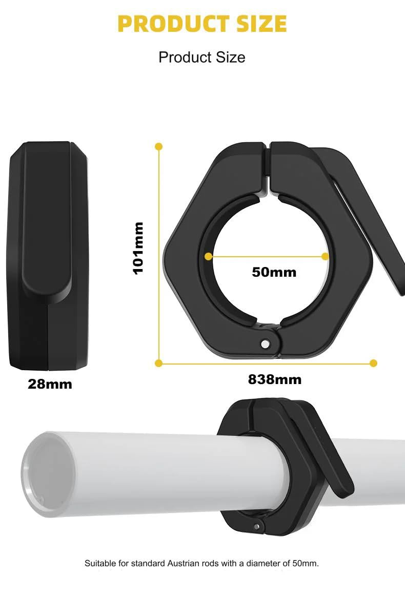 Langhantel-Klemmen, 2 Stück, 5,1 cm Stangenclips, rutschfest, Schnellspanner, olympische Gewichtheben, Verriegelungsplatten, Krafttraining