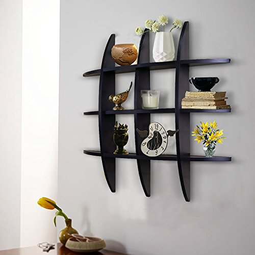 Shelving Solution Cross Display Wall Shelf (Black)