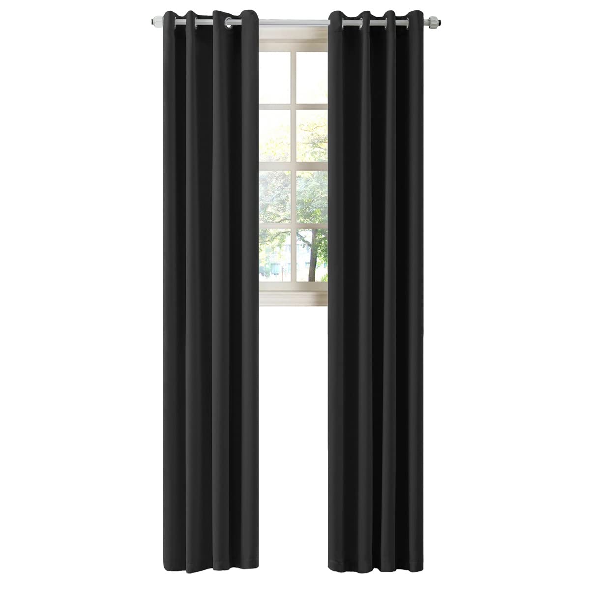 LA PALMA Thermal Insulated Blackout Darkening Grommet Living Room Curtains Window Drapes for Bedroom Pack of 2 Panels