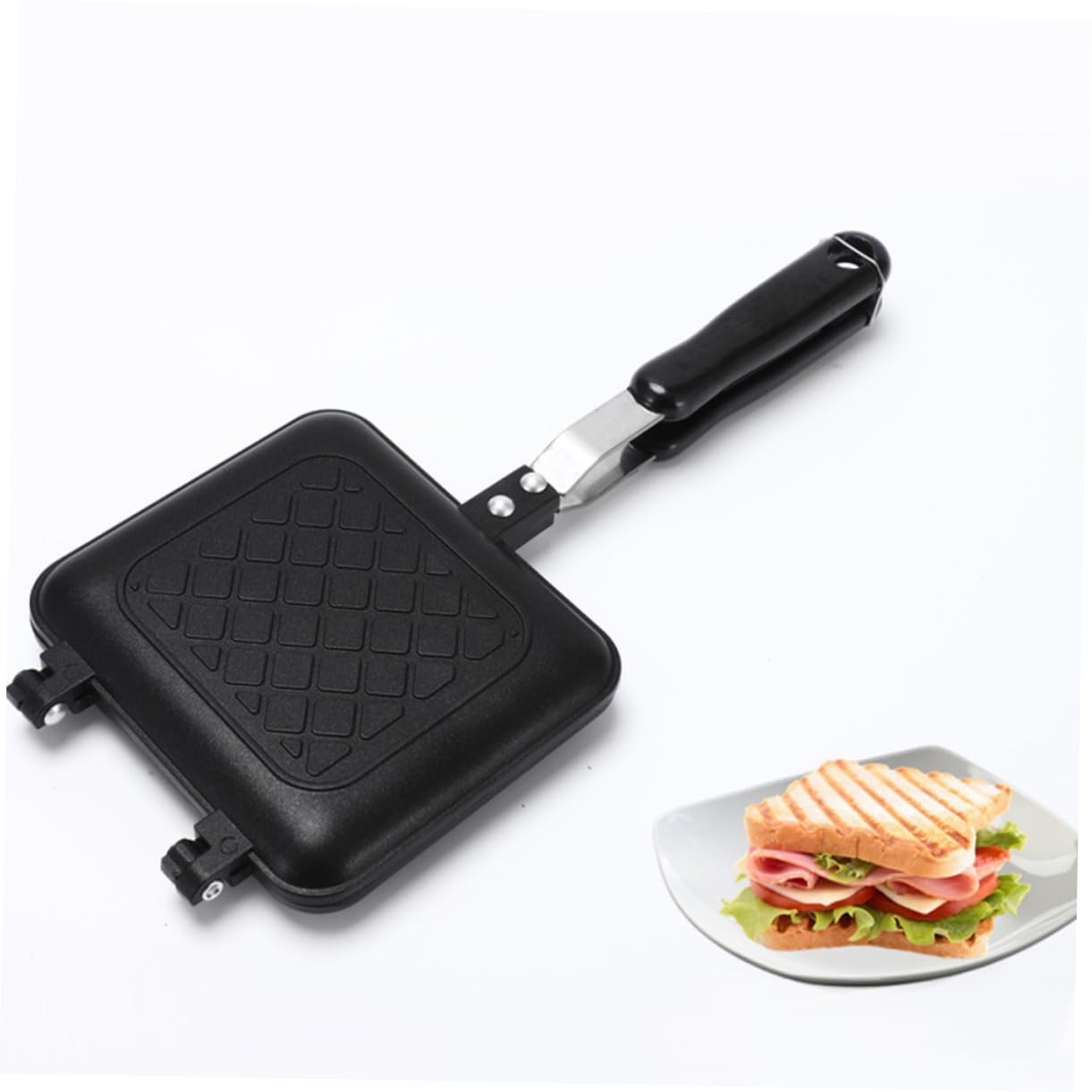 COLLBATH Multifunctional Sandwich Toaster Waffle Maker Non Stick Baking Pan for Breakfast Easy Cleanup Compact for Home Kitchen for Toasts Pancakes