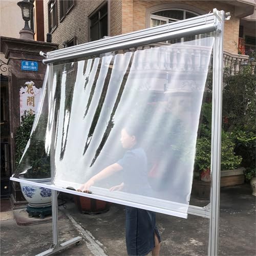Persiana enrollable transparente de PVC impermeable con asa para pérgolas al aire libre, terrazas, balcones, garajes y aislamiento térmico, tamaños personalizados (55 x 140 cm)
