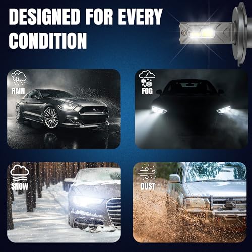 Image of OTO2EYE H4 LED Headlight Bulbs, 200W, 20000 Lumens, Super Bright Headlight, 6500K, LED Headlight Auto Conversion Kit for Car, Set of 2, (2 Years Warranty)