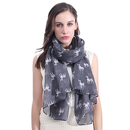 Lina & Lily French Bulldog Dog Print Women's Scarf Shawl Wrap Lightweight